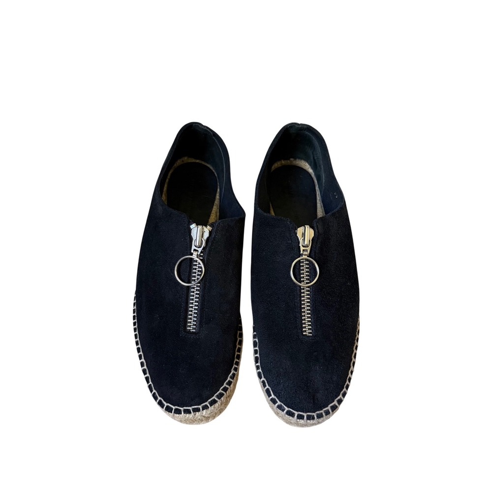 Alexander Wang Espadrille‎ Flats Shoes Devon Black Suede Zip Front 39